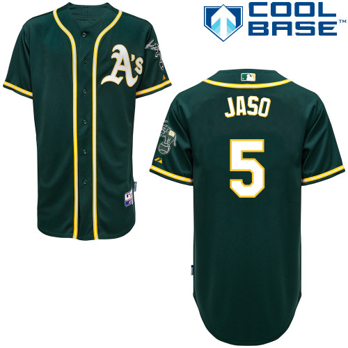 John Jaso #5 mlb Jersey-Oakland Athletics Women's Authentic Alternate Green Cool Base Baseball Jersey